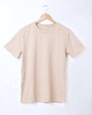 Pure Cotton T-Shirt for Men and Women -Plain - Cream Beige, L