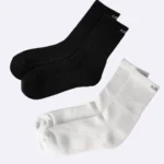 Air Garb Crew Socks for Men and Women Made with Premium Cotton Pack of 2 – C2WBL (White, Black)