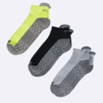 Three pairs of compression sports performance socks for men and women by Air Garb, designed to improve athletic performance and reduce fatigue, packaged in a convenient 3-pack.